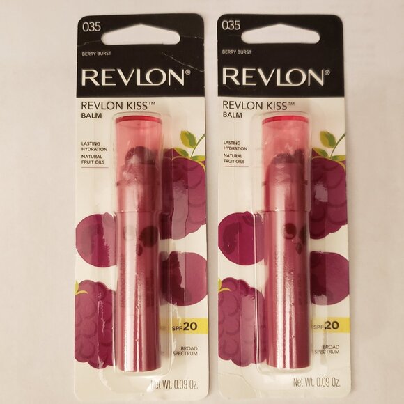 2-Pack Revlon Kiss Berry Burst Lip Balm Tube Stick 035 SPF 20 0.09 oz New - Picture 1 of 5